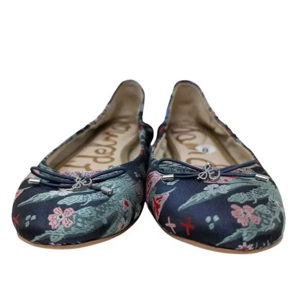 Sam Edelman 8M Blue Felicia Ballet Flats Floral Jacquard Satin Boho Evening - Picture 5 of 9